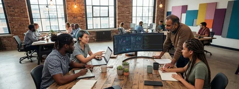 Bilzit team collaborating in a modern office