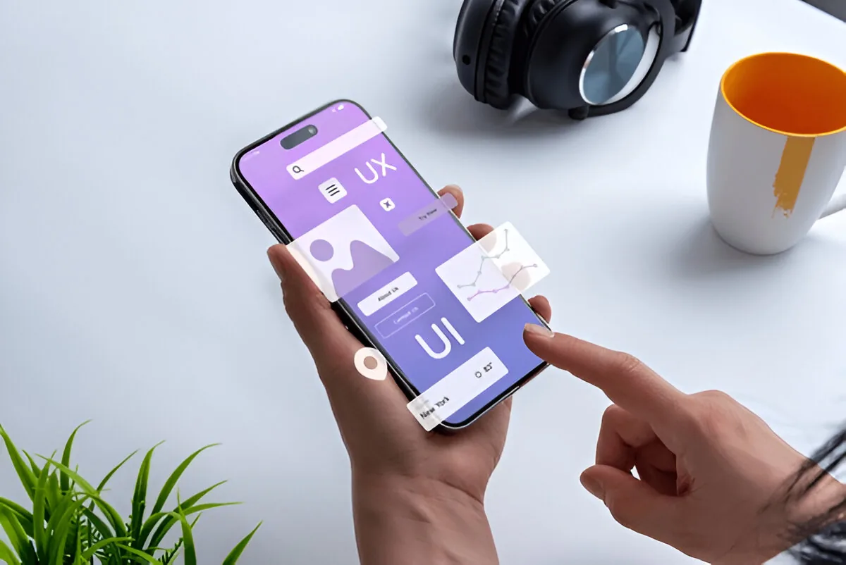 Bilzit UI/UX design work shown on a mobile app prototype